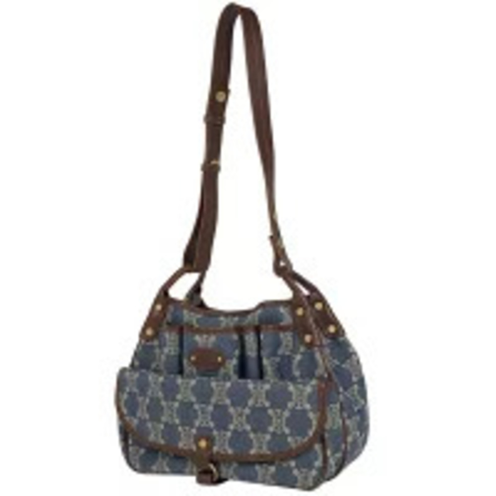 Celine Paris Macadam Shoulder Bag Denim Blue Brown